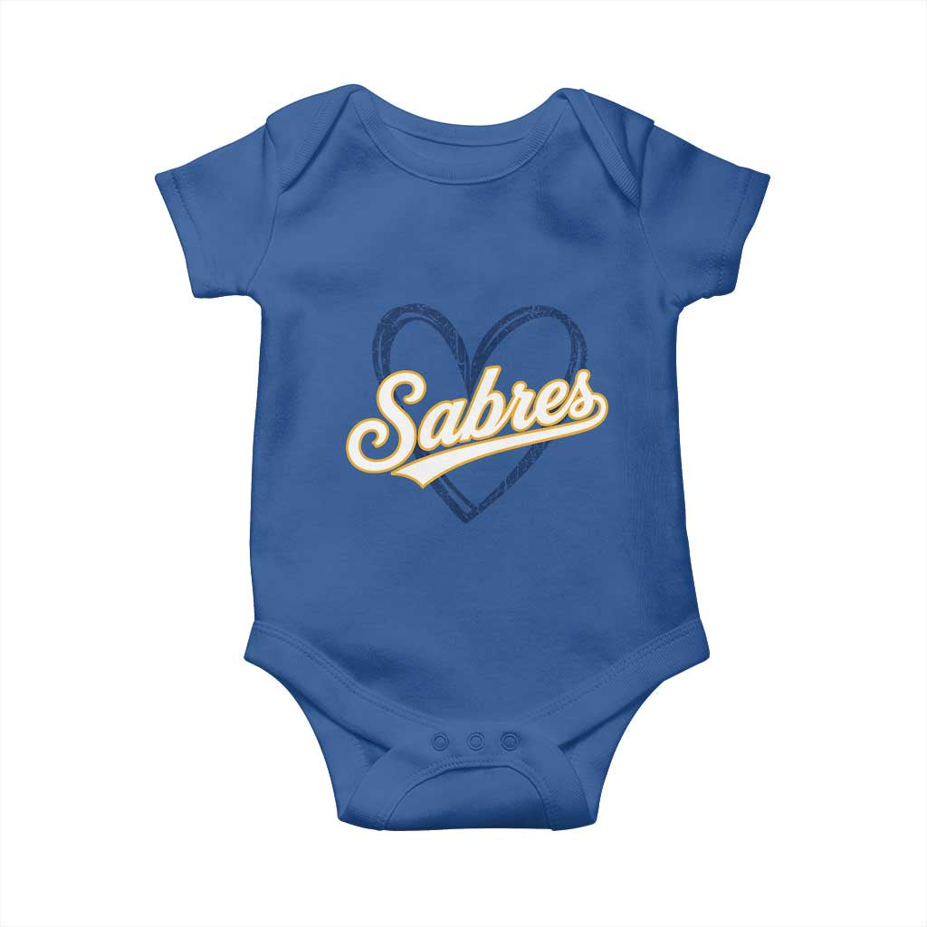Vintage 70s Sabres Name Heart Script Style Baby Onesie Retro Distressed Tailgate Spirit Sports Fan