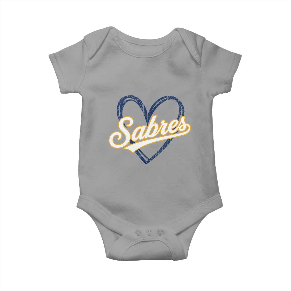 Vintage 70s Sabres Name Heart Script Style Baby Onesie Retro Distressed Tailgate Spirit Sports Fan