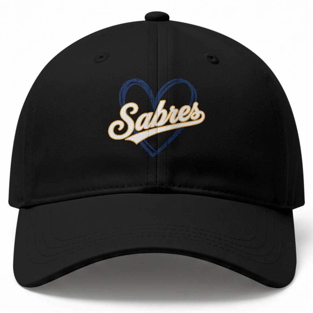 Vintage 70s Sabres Name Heart Script Style Baseball Cap Retro Distressed Tailgate Spirit Sports Fan
