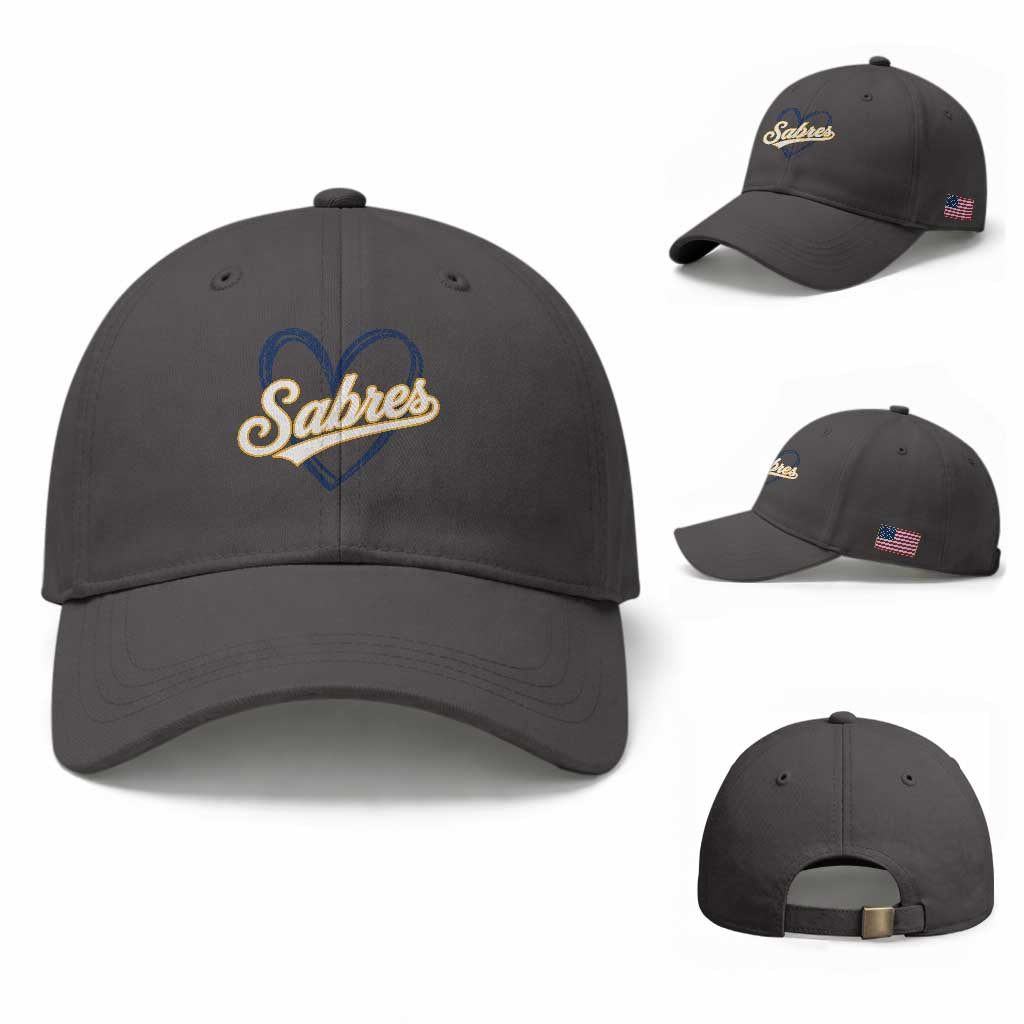 Vintage 70s Sabres Name Heart Script Style Baseball Cap Retro Distressed Tailgate Spirit Sports Fan