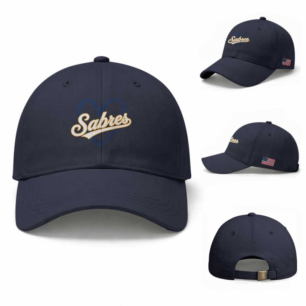 Vintage 70s Sabres Name Heart Script Style Baseball Cap Retro Distressed Tailgate Spirit Sports Fan