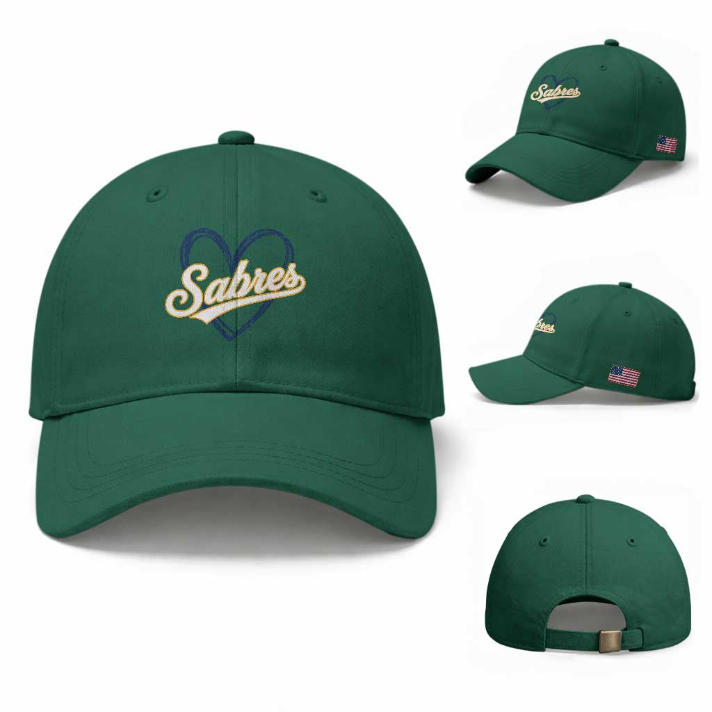 Vintage 70s Sabres Name Heart Script Style Baseball Cap Retro Distressed Tailgate Spirit Sports Fan