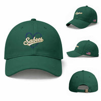 Vintage 70s Sabres Name Heart Script Style Baseball Cap Retro Distressed Tailgate Spirit Sports Fan