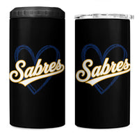 Vintage 70s Sabres Name Heart Script Style 4 in 1 Can Cooler Tumbler Retro Distressed Tailgate Spirit Sports Fan