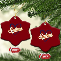 Vintage 70s Sabres Name Heart Script Style Ceramic Ornament Retro Distressed Tailgate Spirit Sports Fan