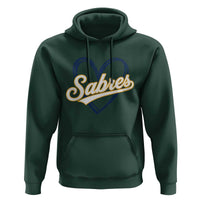 Vintage 70s Sabres Name Heart Script Style Hoodie Retro Distressed Tailgate Spirit Sports Fan