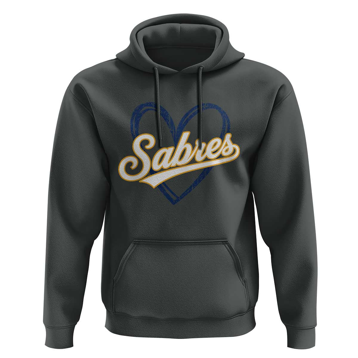 Vintage 70s Sabres Name Heart Script Style Hoodie Retro Distressed Tailgate Spirit Sports Fan