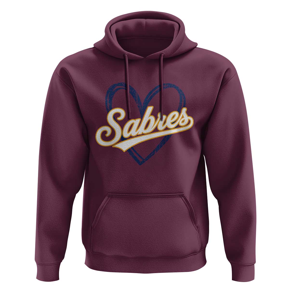 Vintage 70s Sabres Name Heart Script Style Hoodie Retro Distressed Tailgate Spirit Sports Fan