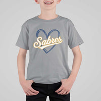 Vintage 70s Sabres Name Heart Script Style T Shirt For Kid Retro Distressed Tailgate Spirit Sports Fan