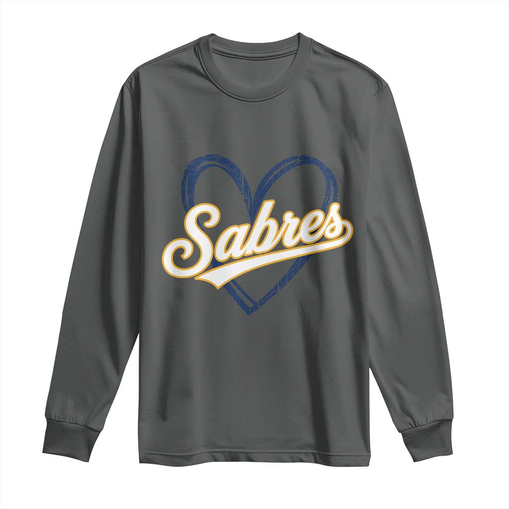 Vintage 70s Sabres Name Heart Script Style Long Sleeve Shirt Retro Distressed Tailgate Spirit Sports Fan