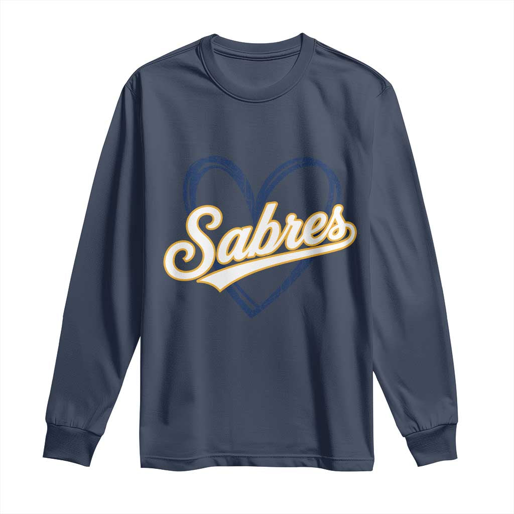 Vintage 70s Sabres Name Heart Script Style Long Sleeve Shirt Retro Distressed Tailgate Spirit Sports Fan