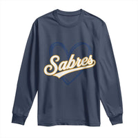 Vintage 70s Sabres Name Heart Script Style Long Sleeve Shirt Retro Distressed Tailgate Spirit Sports Fan