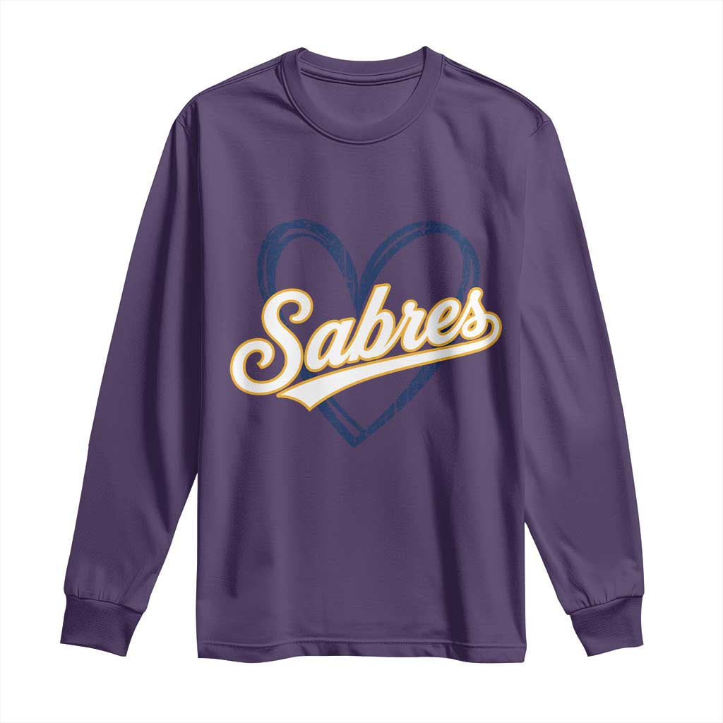 Vintage 70s Sabres Name Heart Script Style Long Sleeve Shirt Retro Distressed Tailgate Spirit Sports Fan
