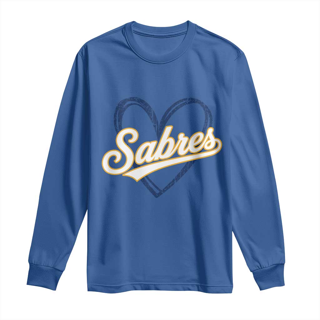 Vintage 70s Sabres Name Heart Script Style Long Sleeve Shirt Retro Distressed Tailgate Spirit Sports Fan