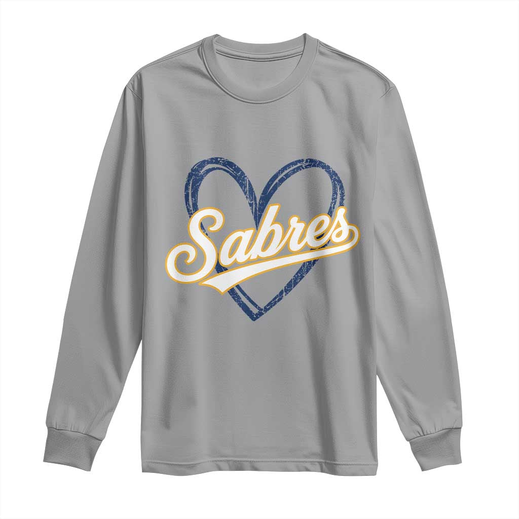 Vintage 70s Sabres Name Heart Script Style Long Sleeve Shirt Retro Distressed Tailgate Spirit Sports Fan