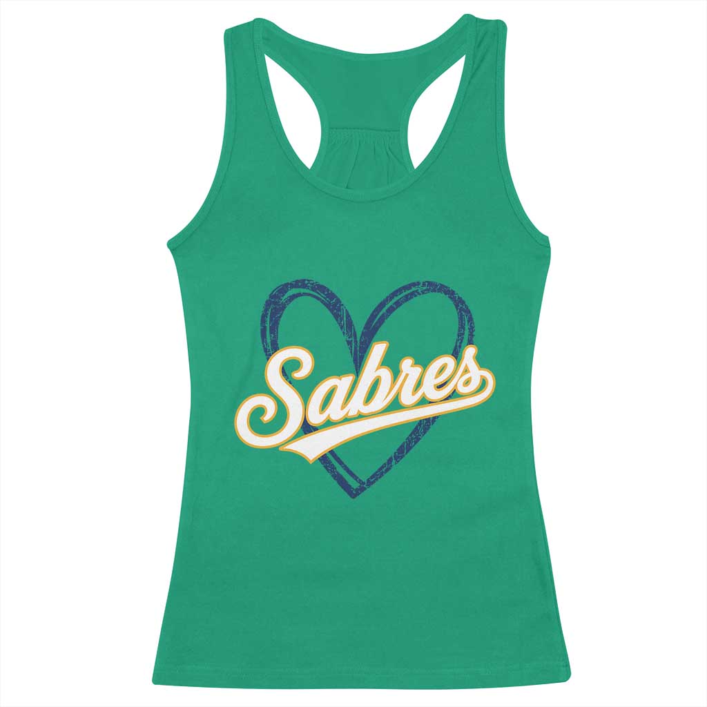 Vintage 70s Sabres Name Heart Script Style Racerback Tank Top Retro Distressed Tailgate Spirit Sports Fan