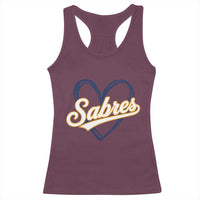 Vintage 70s Sabres Name Heart Script Style Racerback Tank Top Retro Distressed Tailgate Spirit Sports Fan