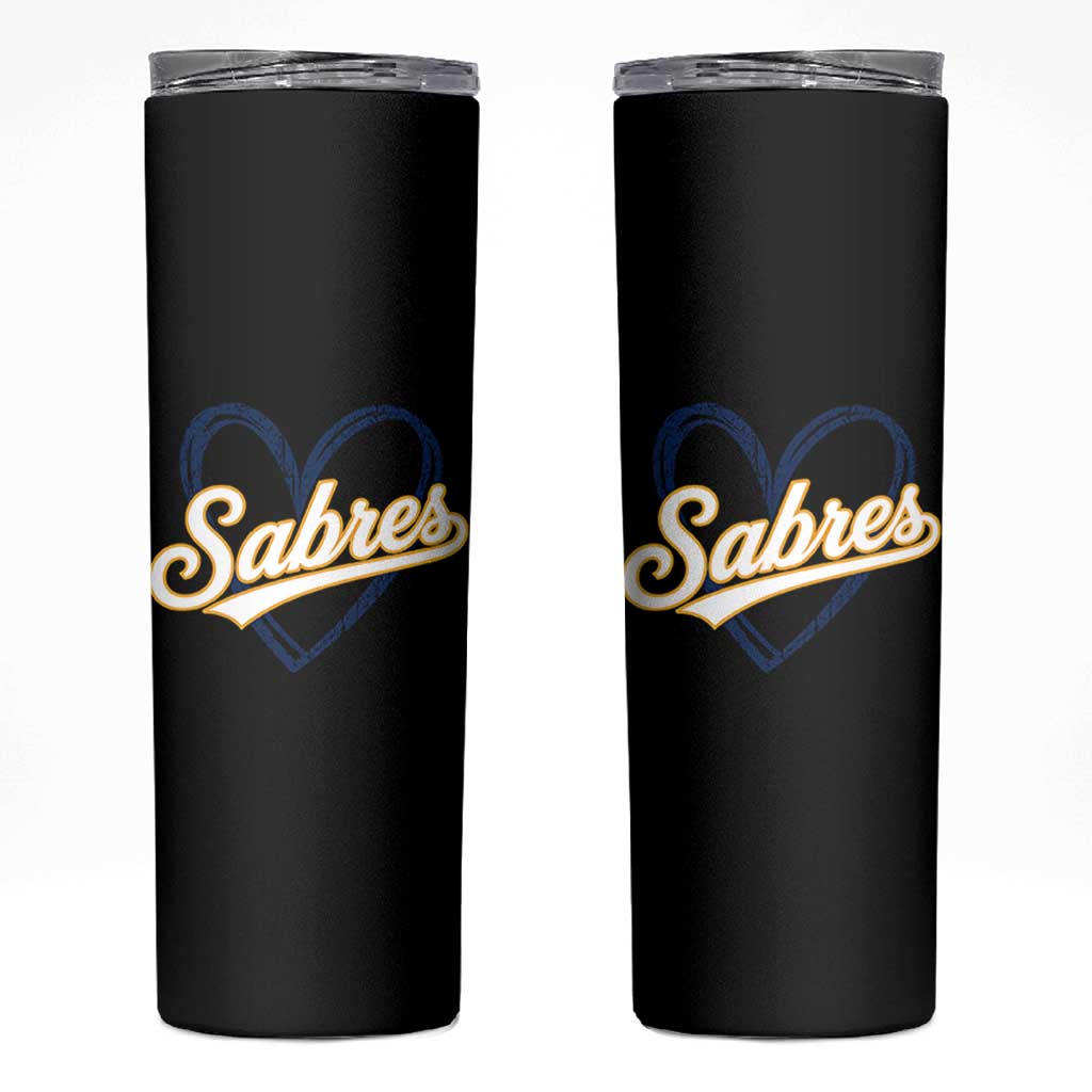 Vintage 70s Sabres Name Heart Script Style Skinny Tumbler Retro Distressed Tailgate Spirit Sports Fan
