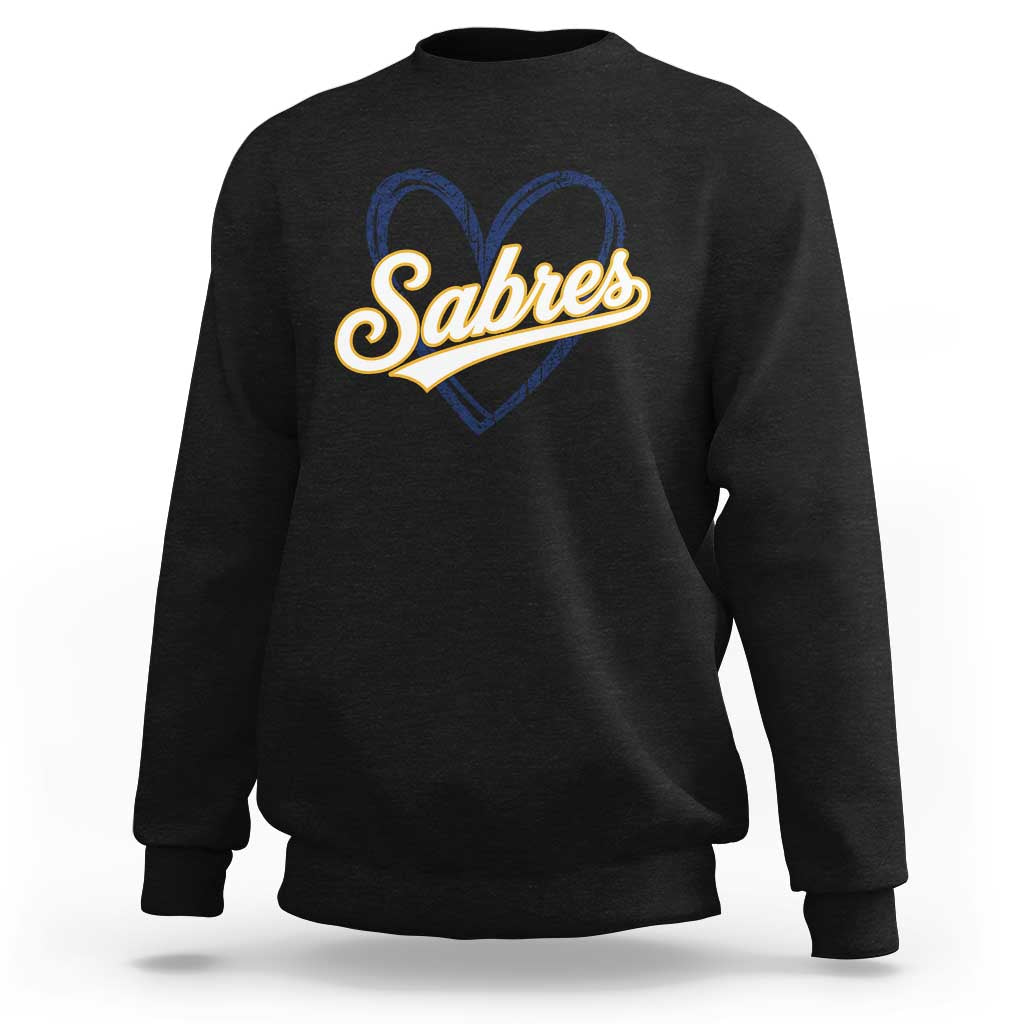 Vintage 70s Sabres Name Heart Script Style Sweatshirt Retro Distressed Tailgate Spirit Sports Fan