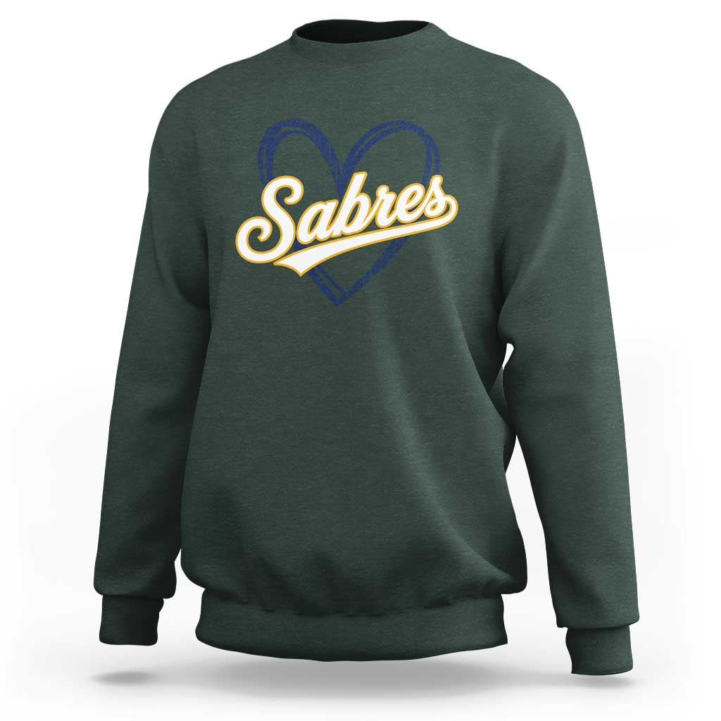 Vintage 70s Sabres Name Heart Script Style Sweatshirt Retro Distressed Tailgate Spirit Sports Fan
