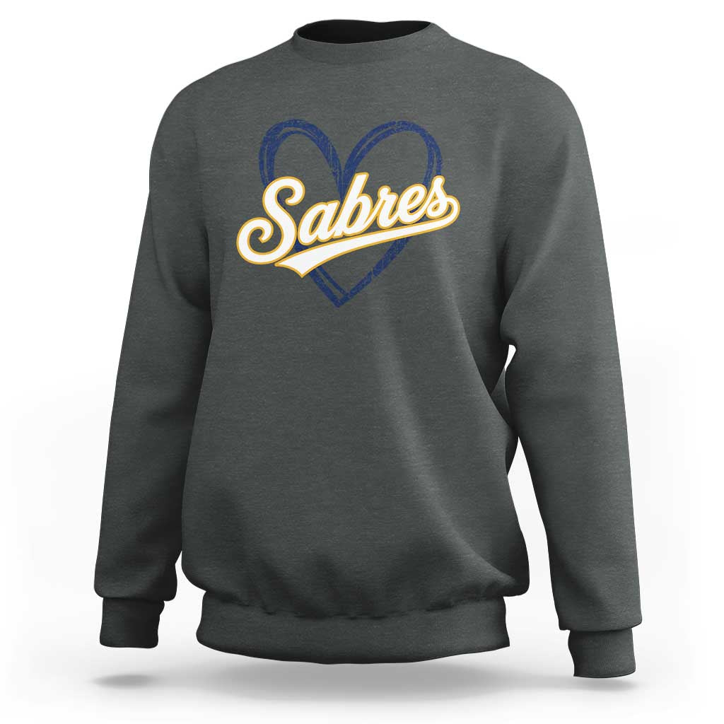Vintage 70s Sabres Name Heart Script Style Sweatshirt Retro Distressed Tailgate Spirit Sports Fan