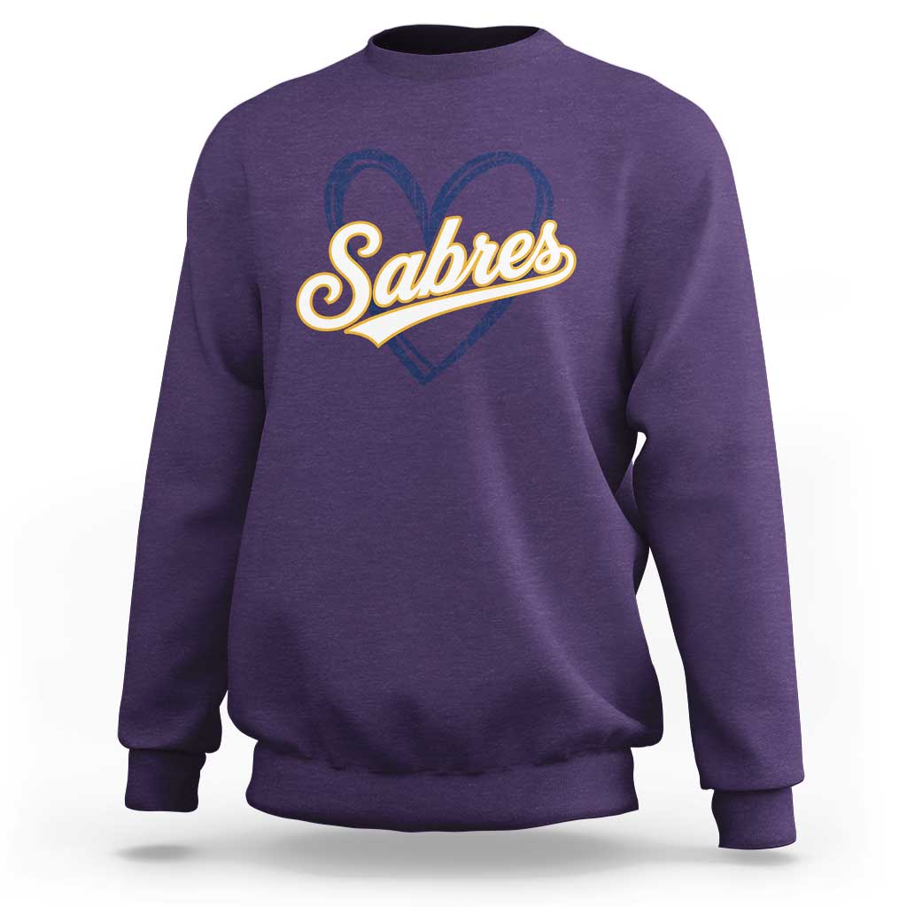 Vintage 70s Sabres Name Heart Script Style Sweatshirt Retro Distressed Tailgate Spirit Sports Fan
