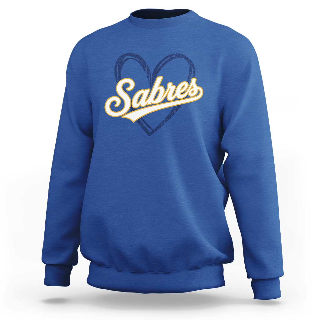Vintage 70s Sabres Name Heart Script Style Sweatshirt Retro Distressed Tailgate Spirit Sports Fan