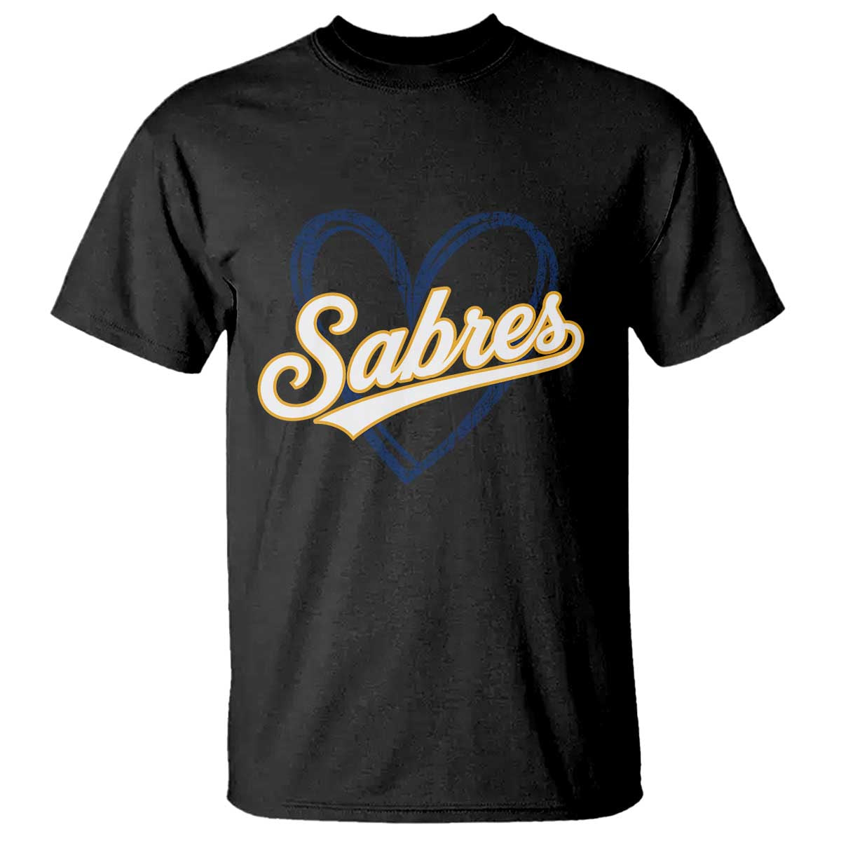 Vintage 70s Sabres Name Heart Script Style T Shirt Retro Distressed Tailgate Spirit Sports Fan