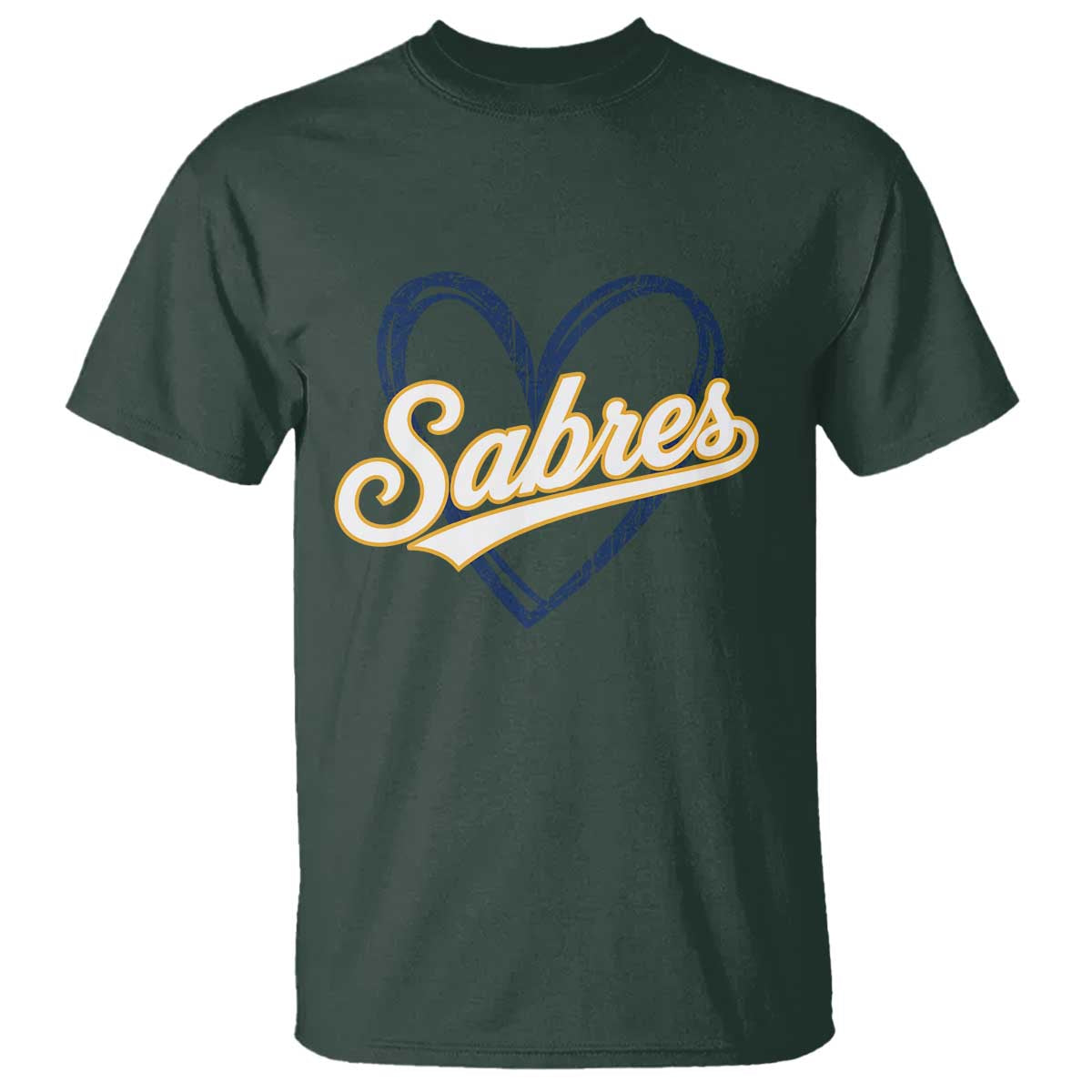 Vintage 70s Sabres Name Heart Script Style T Shirt Retro Distressed Tailgate Spirit Sports Fan