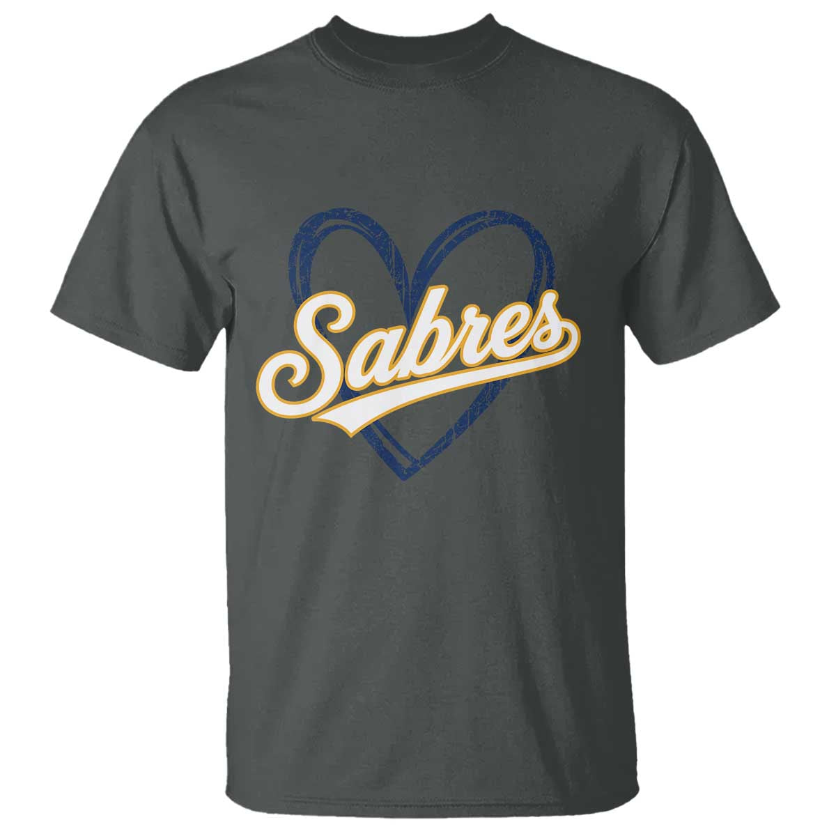 Vintage 70s Sabres Name Heart Script Style T Shirt Retro Distressed Tailgate Spirit Sports Fan