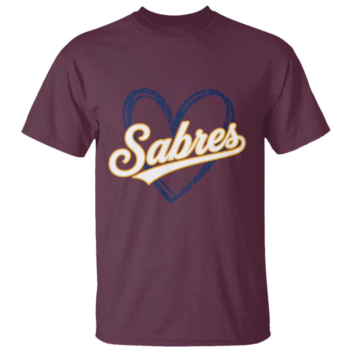Vintage 70s Sabres Name Heart Script Style T Shirt Retro Distressed Tailgate Spirit Sports Fan