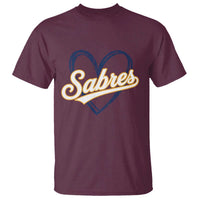 Vintage 70s Sabres Name Heart Script Style T Shirt Retro Distressed Tailgate Spirit Sports Fan