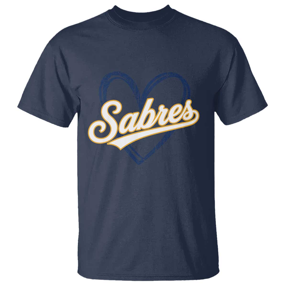 Vintage 70s Sabres Name Heart Script Style T Shirt Retro Distressed Tailgate Spirit Sports Fan