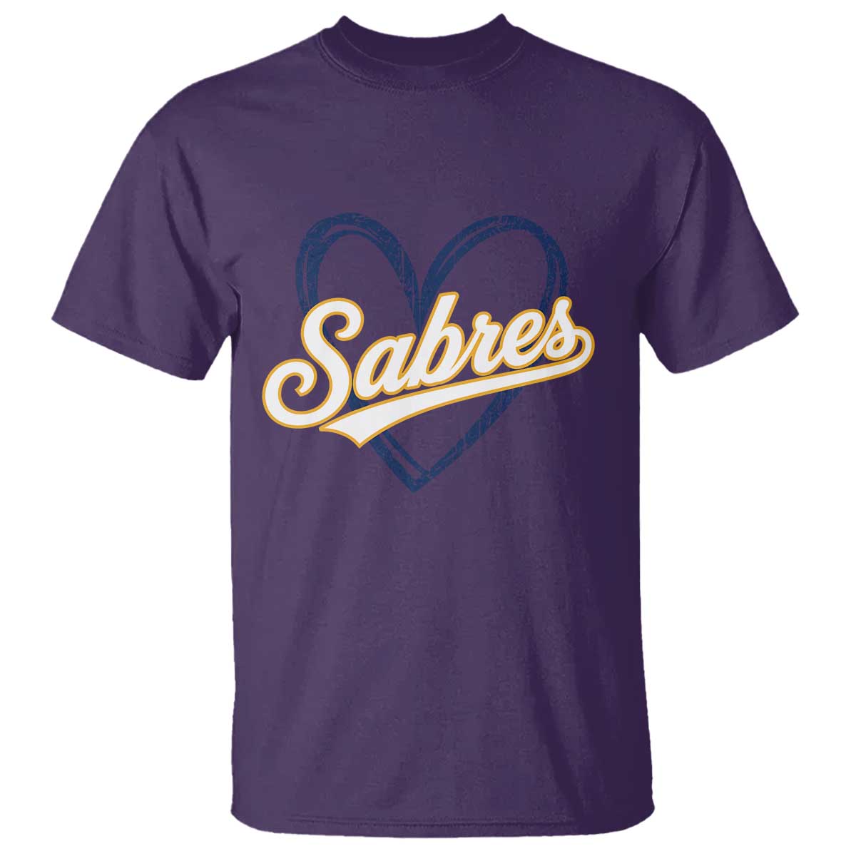 Vintage 70s Sabres Name Heart Script Style T Shirt Retro Distressed Tailgate Spirit Sports Fan