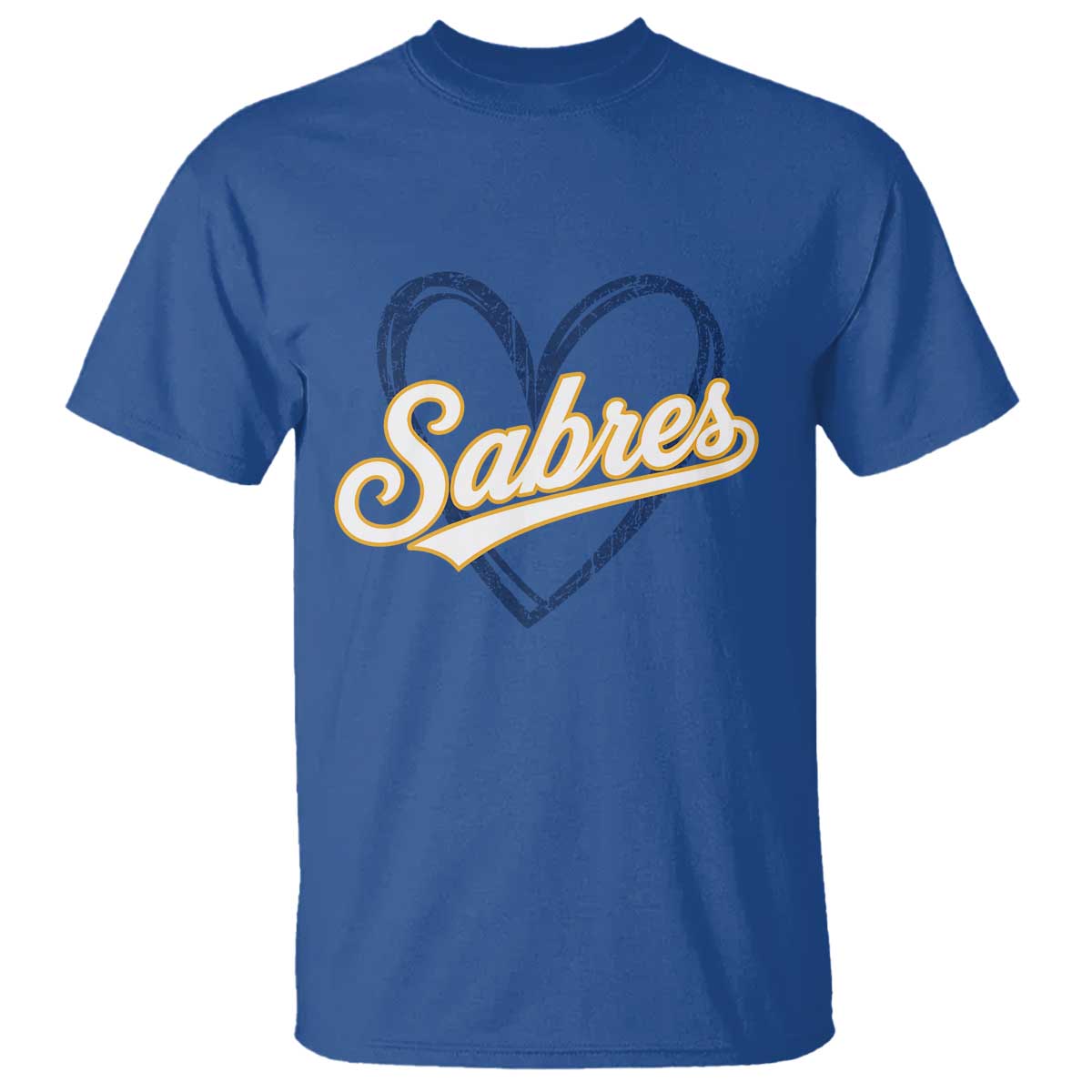 Vintage 70s Sabres Name Heart Script Style T Shirt Retro Distressed Tailgate Spirit Sports Fan