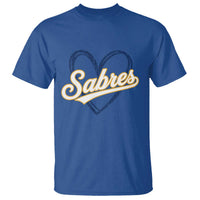 Vintage 70s Sabres Name Heart Script Style T Shirt Retro Distressed Tailgate Spirit Sports Fan