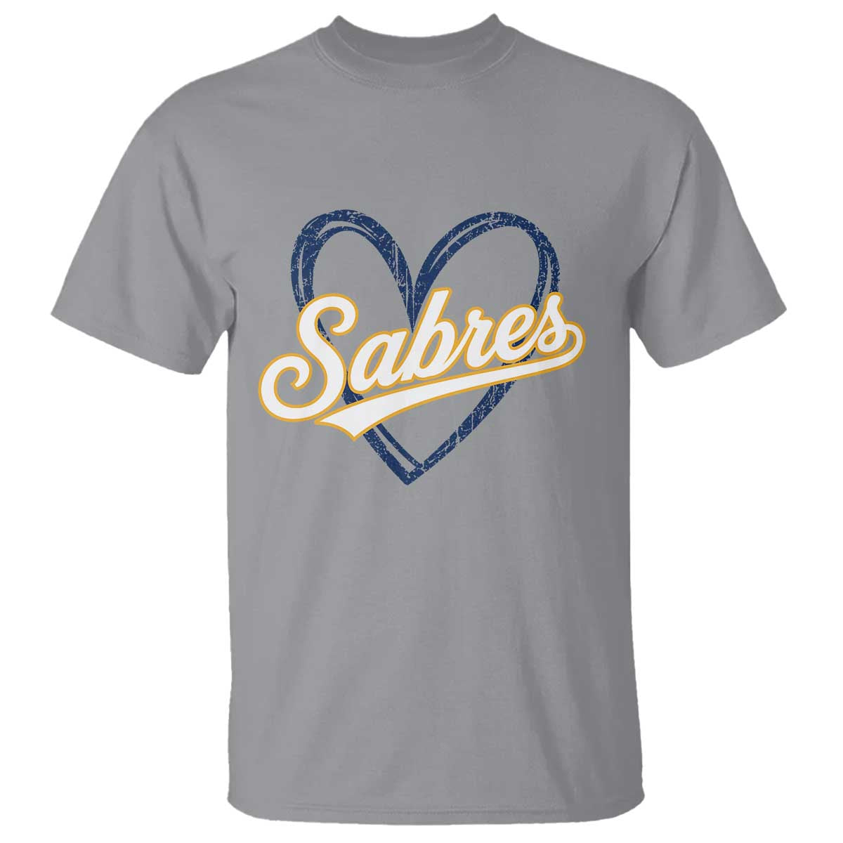 Vintage 70s Sabres Name Heart Script Style T Shirt Retro Distressed Tailgate Spirit Sports Fan