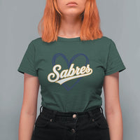 Vintage 70s Sabres Name Heart Script Style T Shirt For Women Retro Distressed Tailgate Spirit Sports Fan