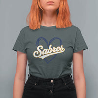 Vintage 70s Sabres Name Heart Script Style T Shirt For Women Retro Distressed Tailgate Spirit Sports Fan