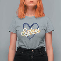 Vintage 70s Sabres Name Heart Script Style T Shirt For Women Retro Distressed Tailgate Spirit Sports Fan