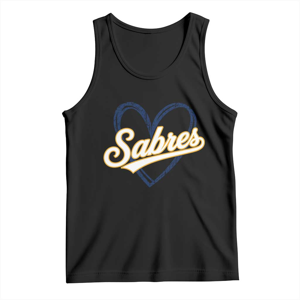 Vintage 70s Sabres Name Heart Script Style Tank Top Retro Distressed Tailgate Spirit Sports Fan