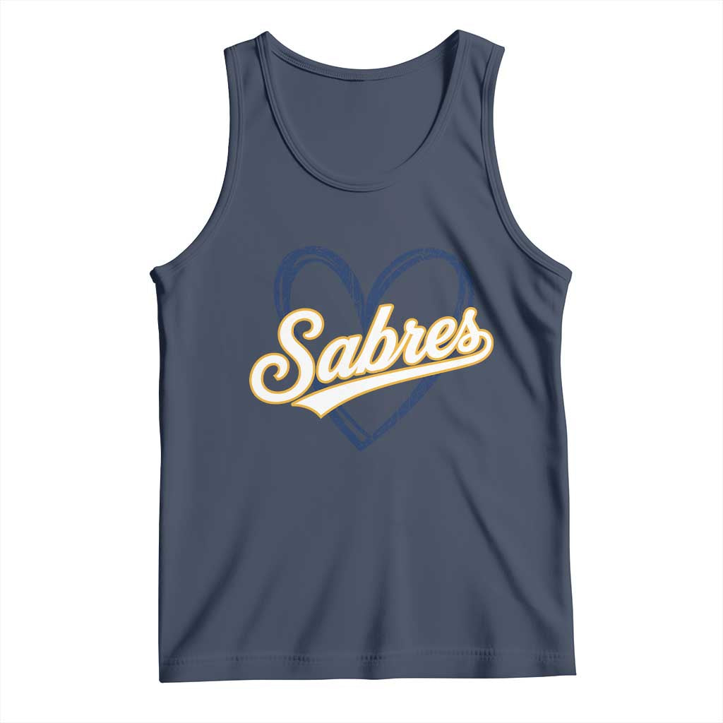 Vintage 70s Sabres Name Heart Script Style Tank Top Retro Distressed Tailgate Spirit Sports Fan