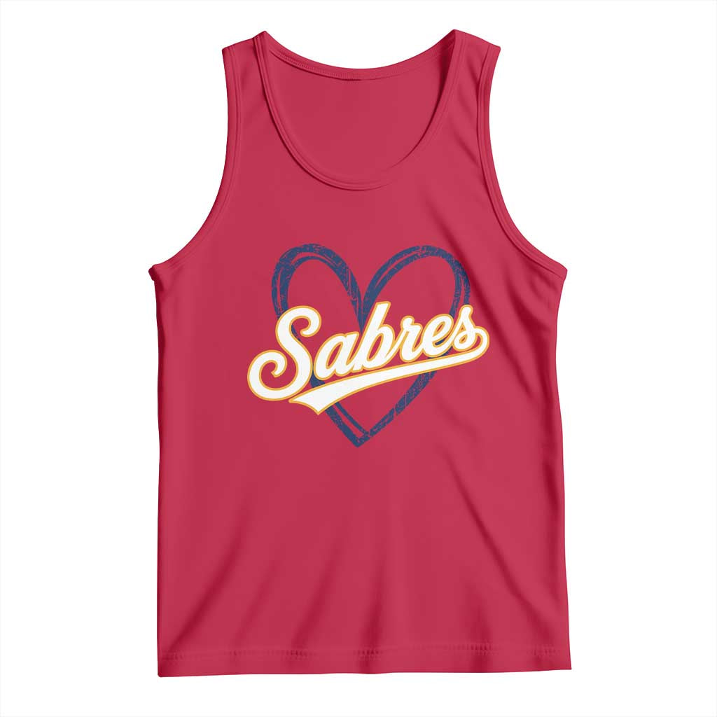 Vintage 70s Sabres Name Heart Script Style Tank Top Retro Distressed Tailgate Spirit Sports Fan