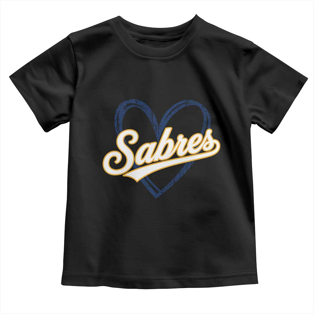Vintage 70s Sabres Name Heart Script Style Toddler T Shirt Retro Distressed Tailgate Spirit Sports Fan