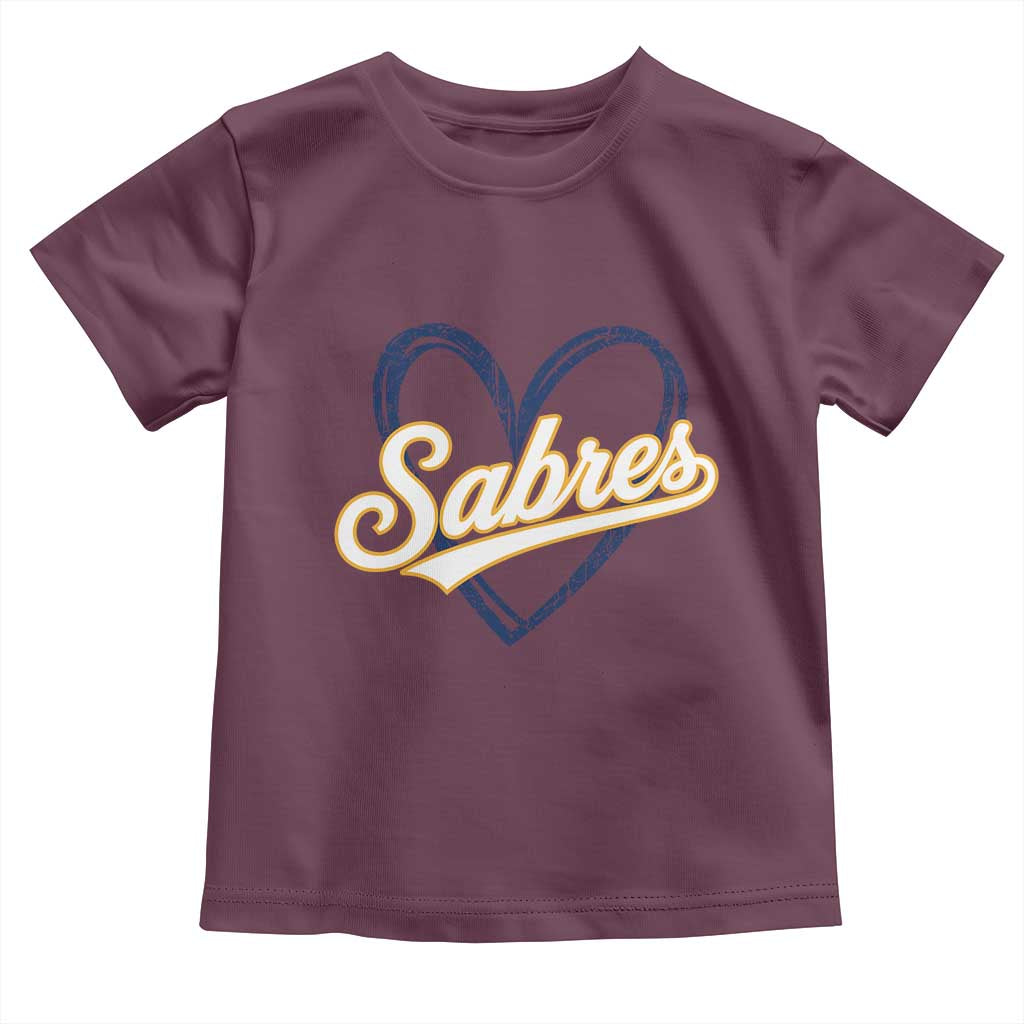 Vintage 70s Sabres Name Heart Script Style Toddler T Shirt Retro Distressed Tailgate Spirit Sports Fan