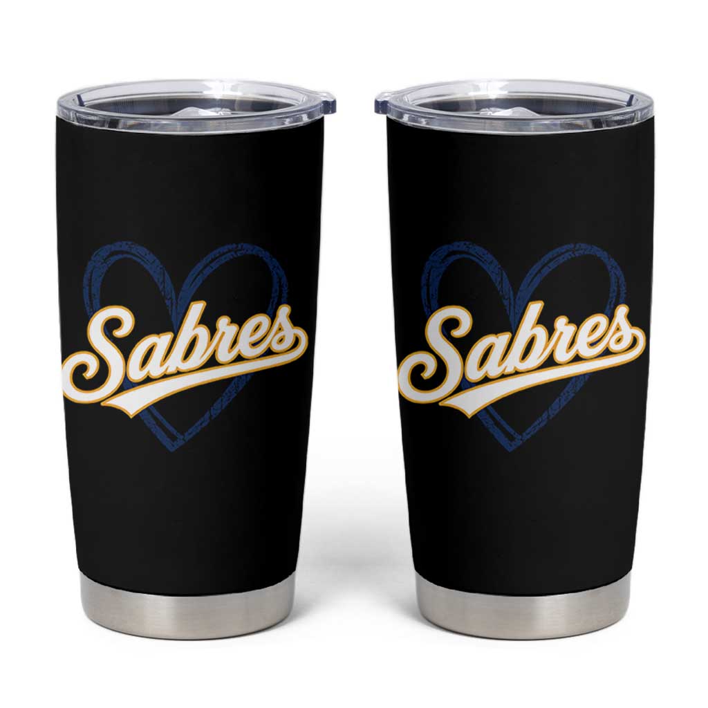 Vintage 70s Sabres Name Heart Script Style Tumbler Cup Retro Distressed Tailgate Spirit Sports Fan
