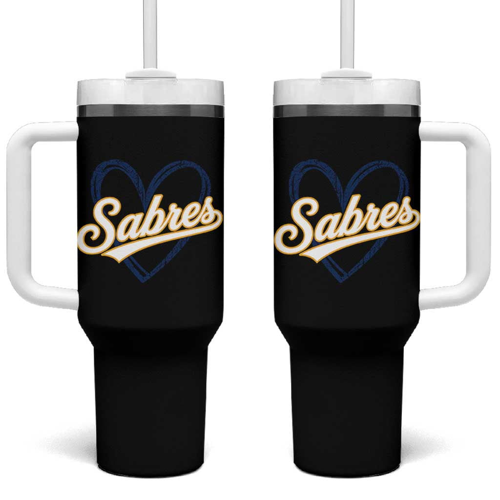 Vintage 70s Sabres Name Heart Script Style Tumbler With Handle Retro Distressed Tailgate Spirit Sports Fan