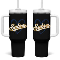 Vintage 70s Sabres Name Heart Script Style Tumbler With Handle Retro Distressed Tailgate Spirit Sports Fan