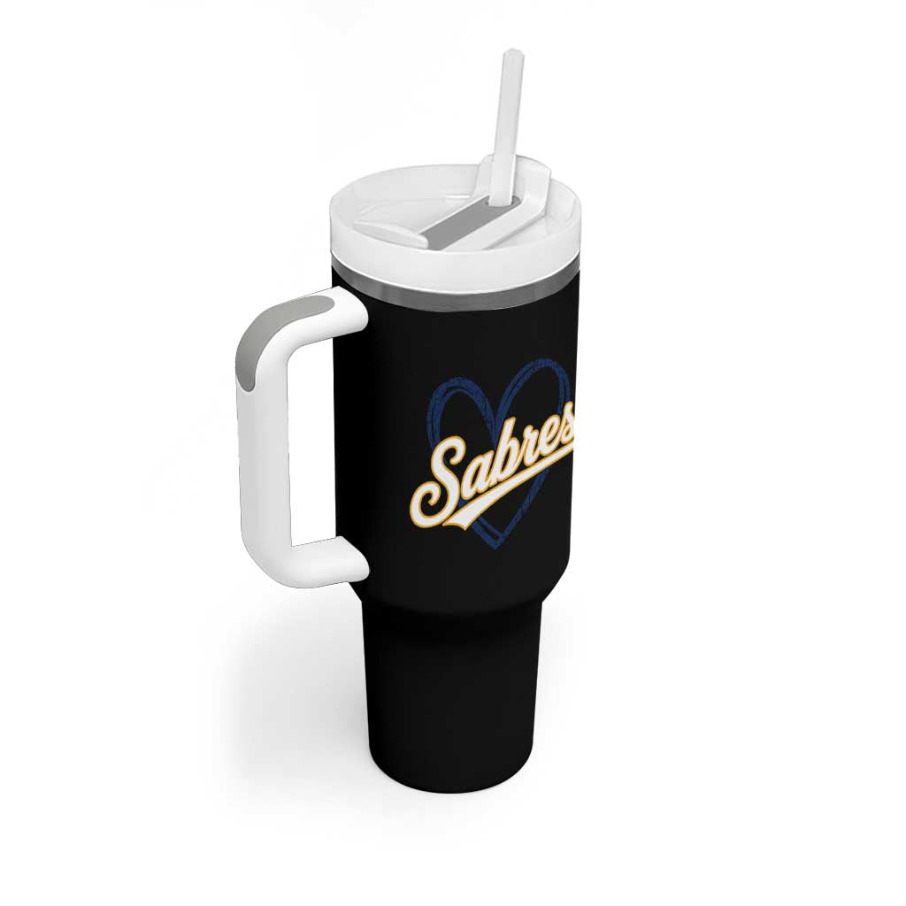 Vintage 70s Sabres Name Heart Script Style Tumbler With Handle Retro Distressed Tailgate Spirit Sports Fan