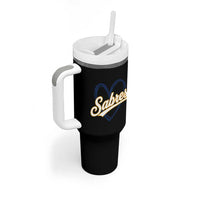 Vintage 70s Sabres Name Heart Script Style Tumbler With Handle Retro Distressed Tailgate Spirit Sports Fan